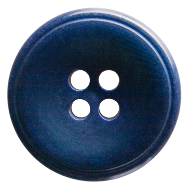 a blue button with three holes