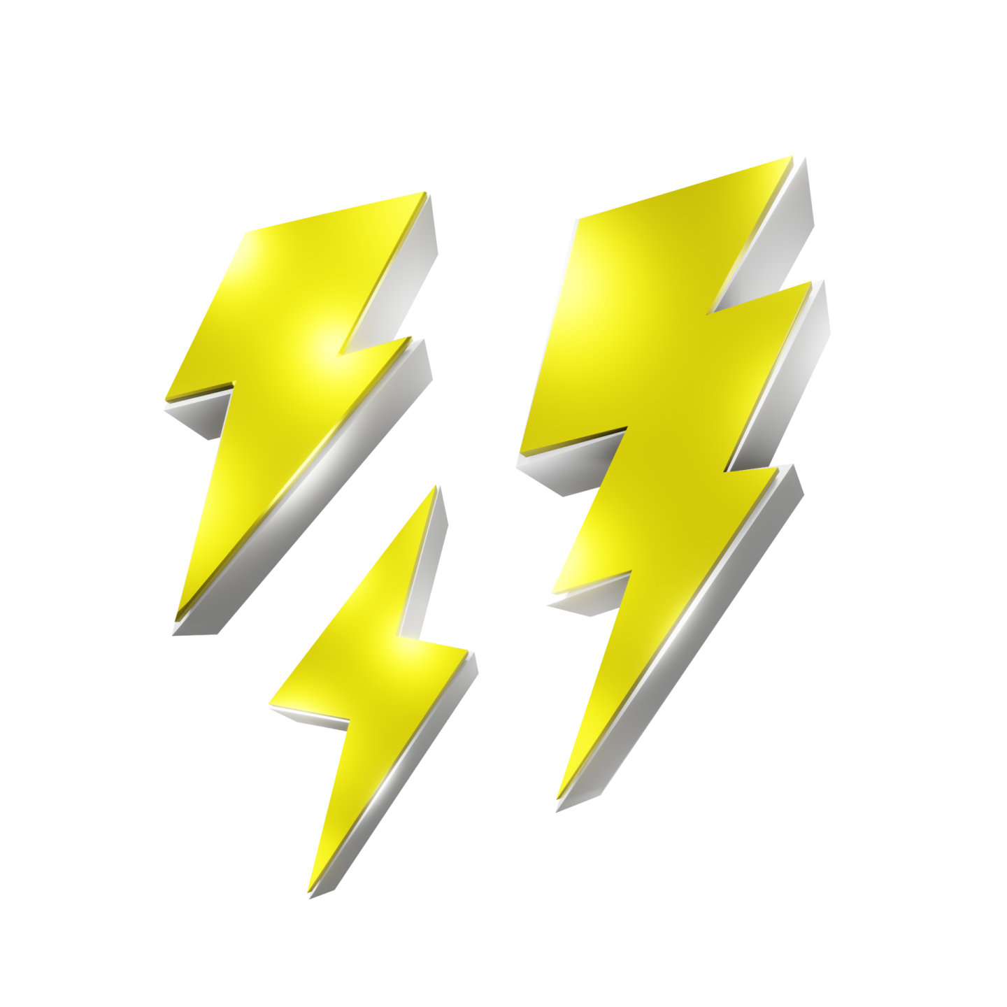 two yellow lightning bolts on a white background
