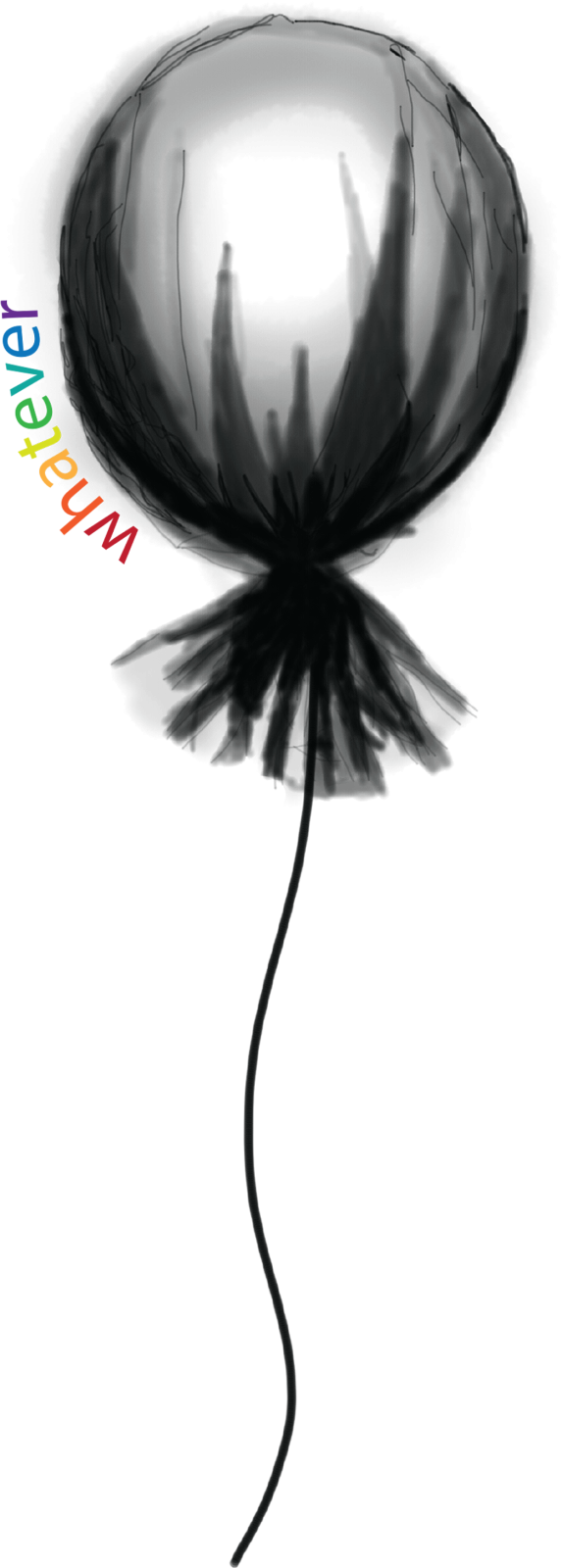 a black and white drawing of a balloon