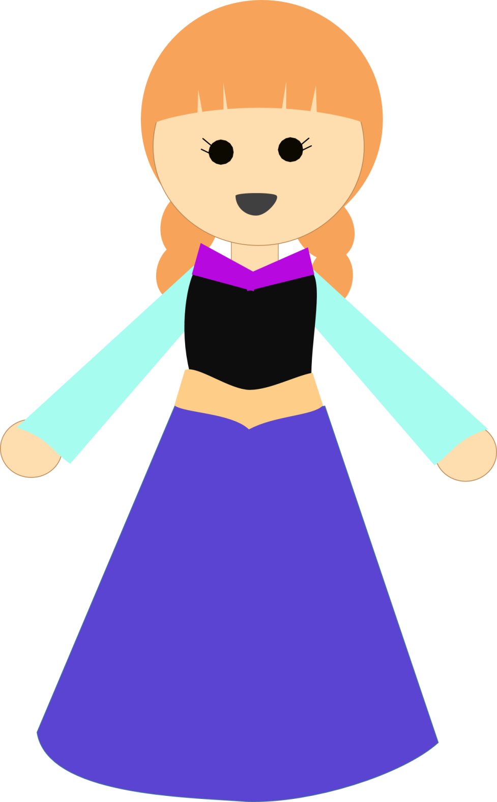 a cartoon girl in a purple dress