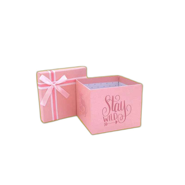 a pink box with the word stay wild on it
