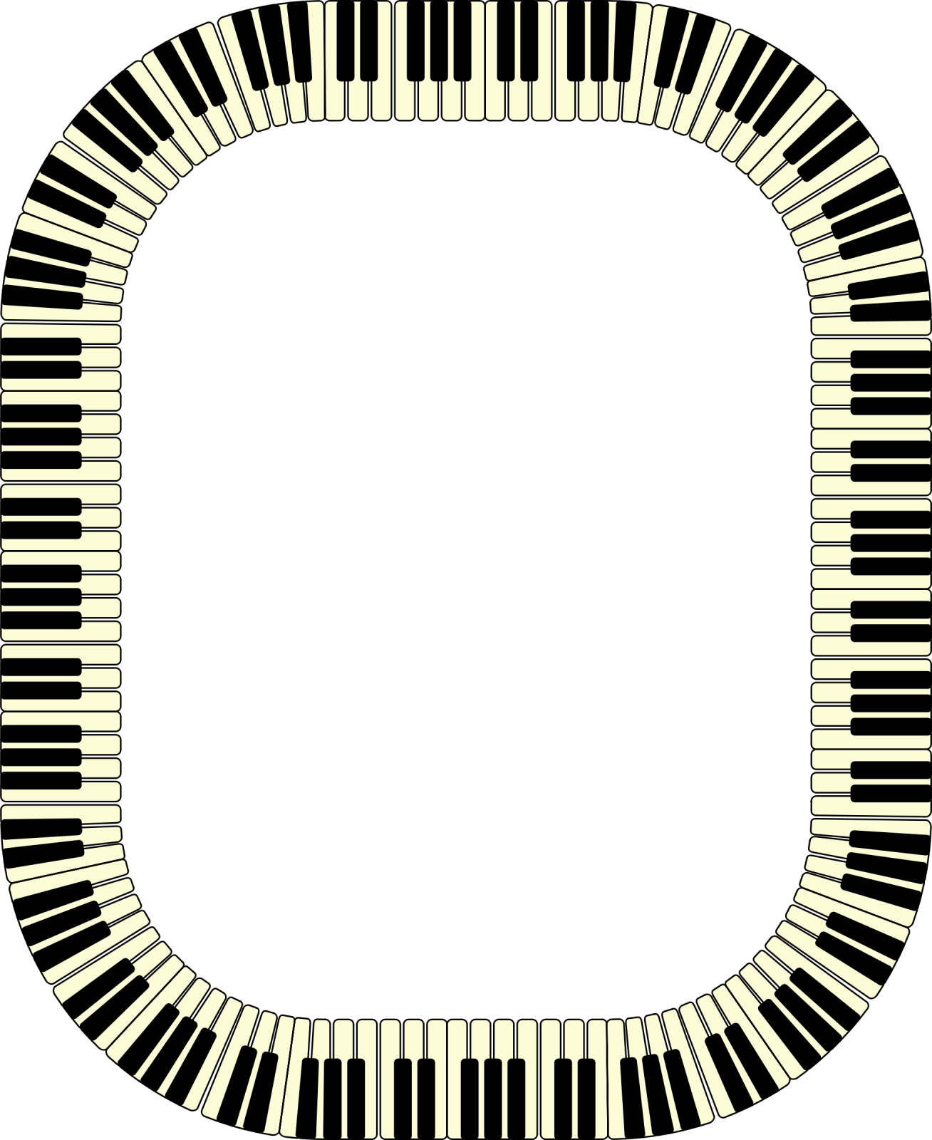 a black and white piano keyboard border