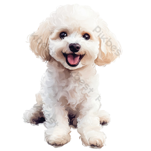 a painting of a white dog with its tongue out
