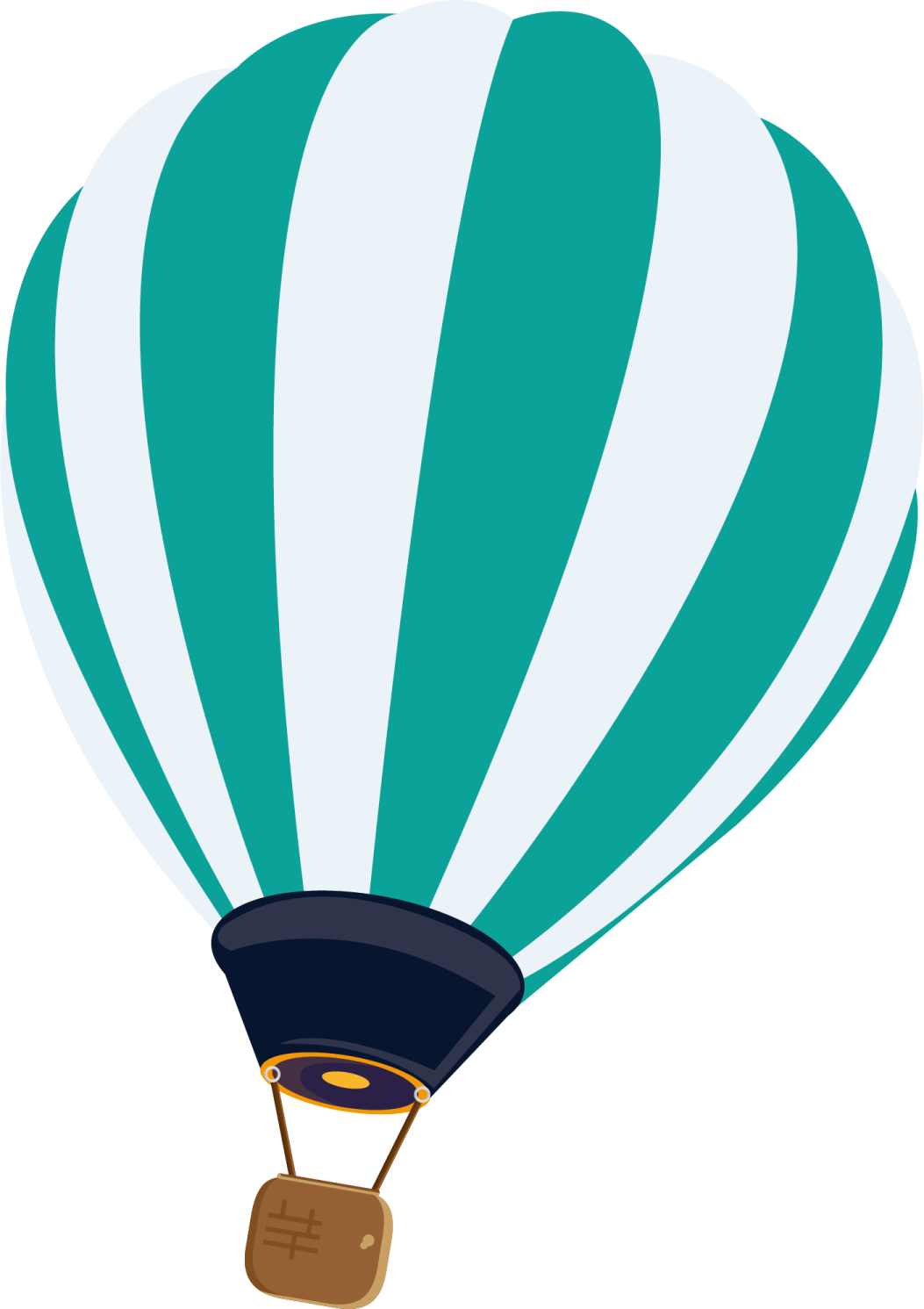 a hot air balloon with a blue and white stripe