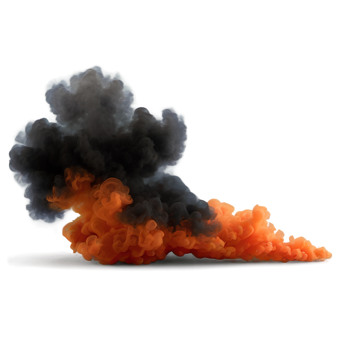 a black and orange cloud of smoke