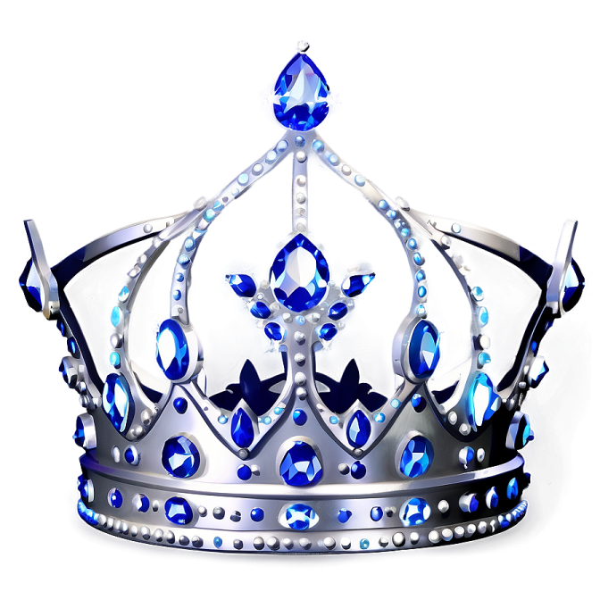 a silver crown with blue crystals on it