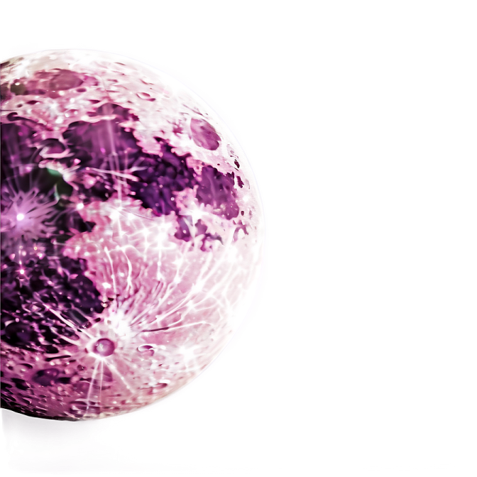 a glass ball with purple and white designs on it