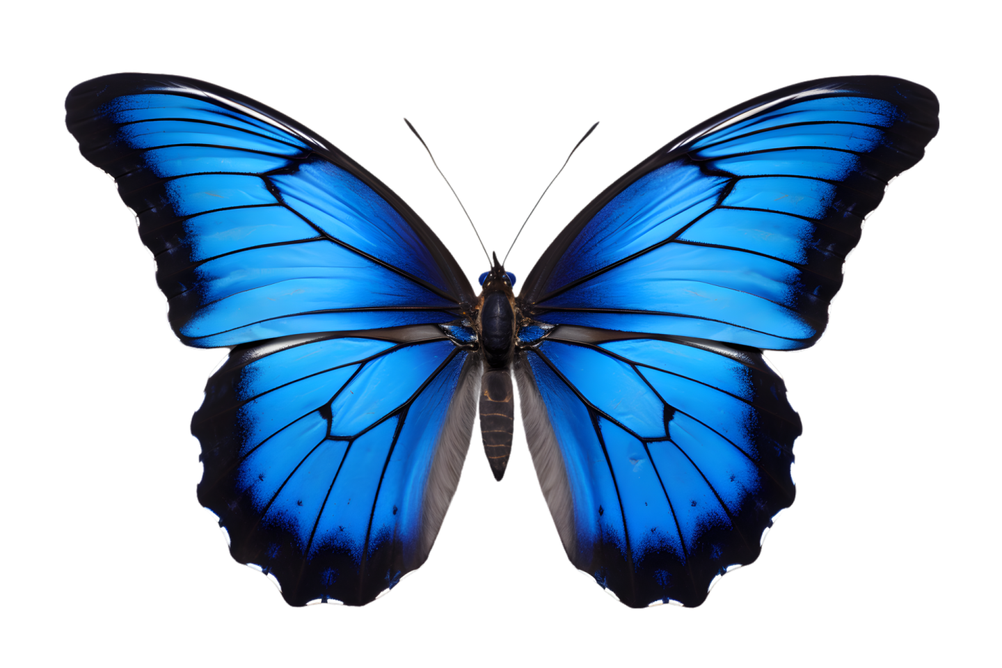 a blue butterfly on a white background