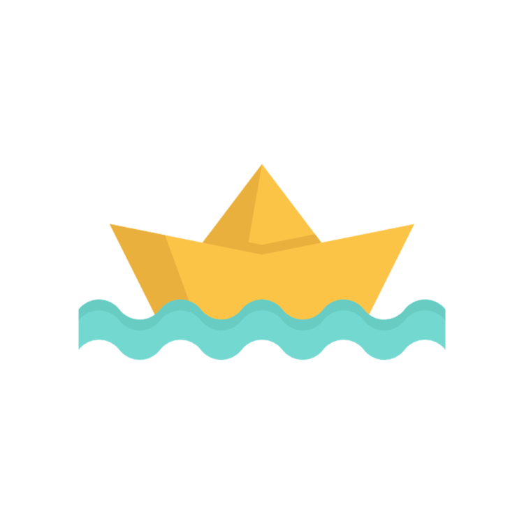 a paper boat floating in the water