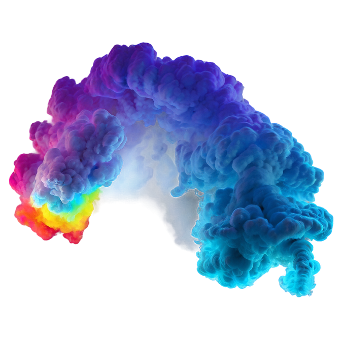 a cloud of colored smoke on a white background