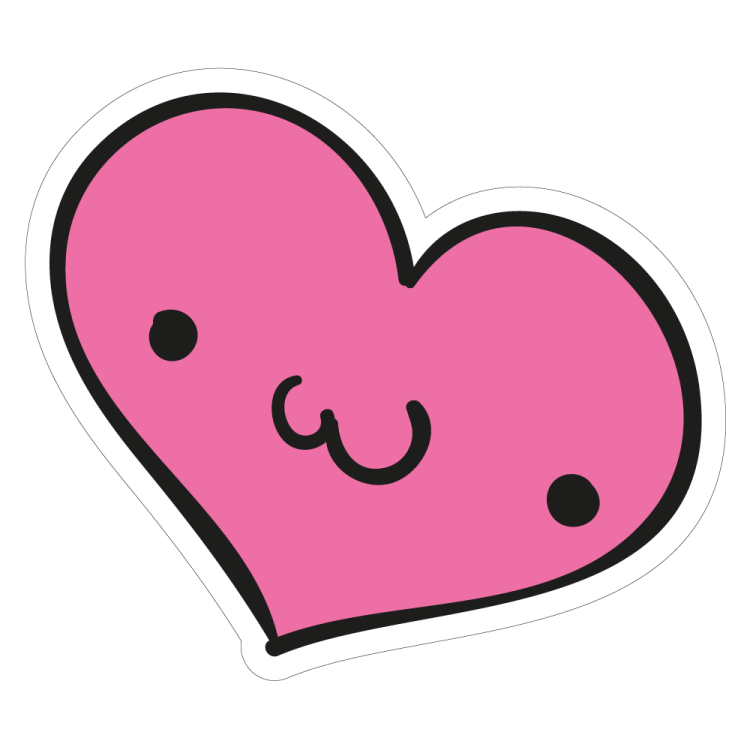 a pink heart sticker on a white background
