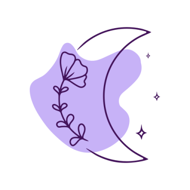 a drawing of a crescent with flowers on it
