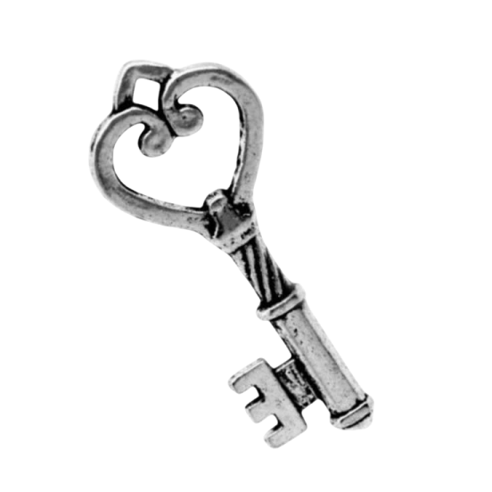 an old key with a heart shaped key on it