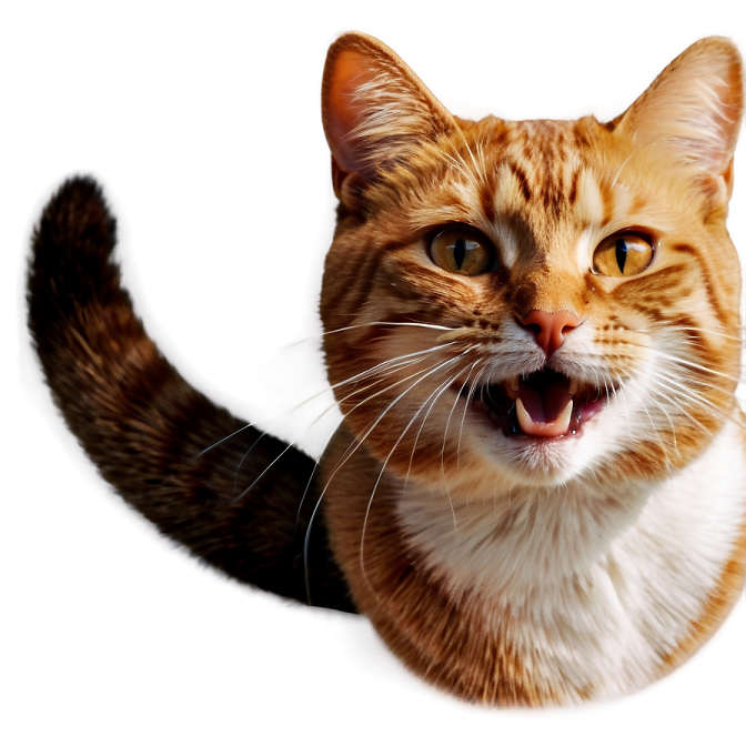 a close up of a cat with its mouth open