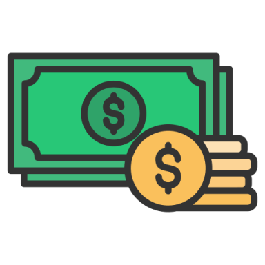 a hand holding a dollar and a coin