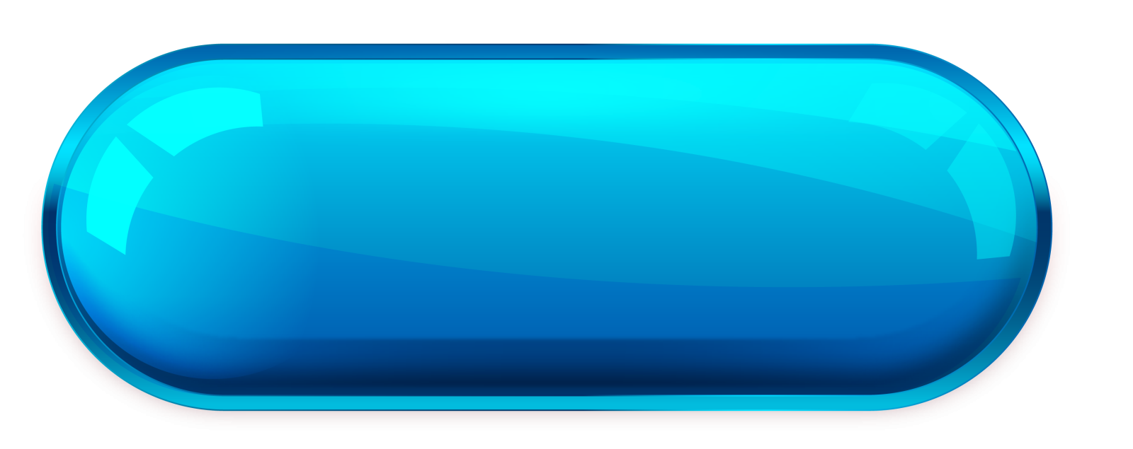 a blue glass button on a white background