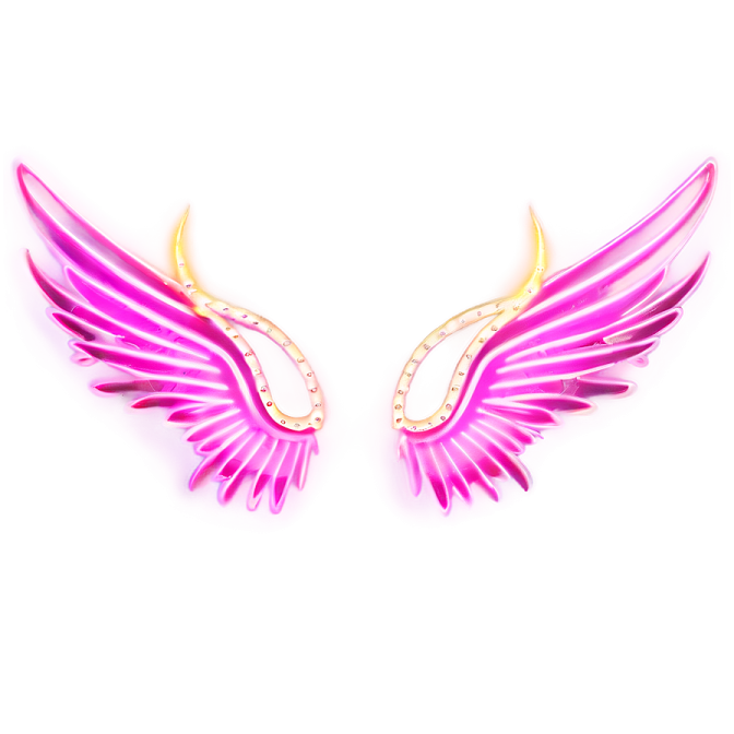 a pair of pink and gold wings