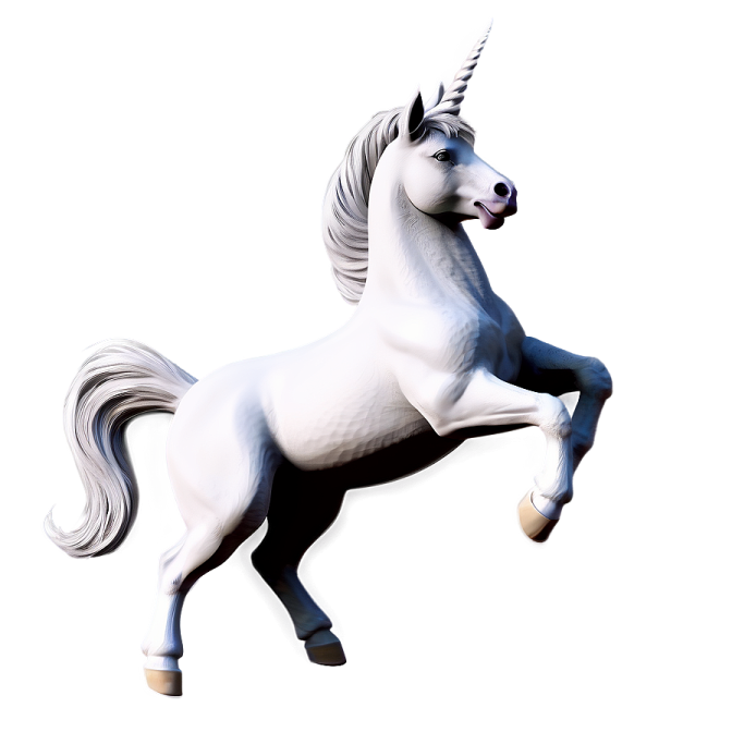 a white unicorn standing on its hind