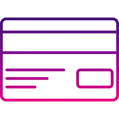a purple and pink credit card
