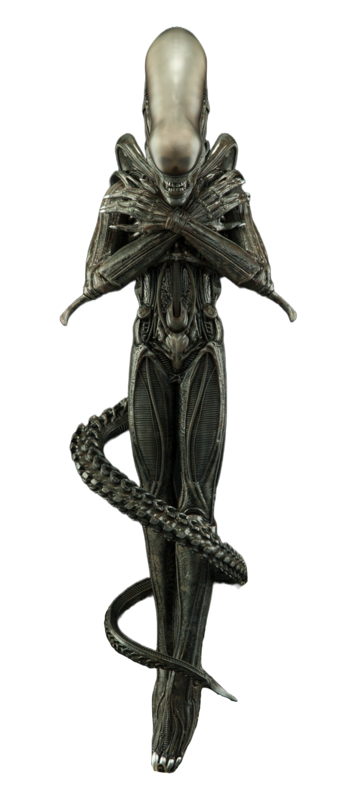 a statue of an alien on a white background