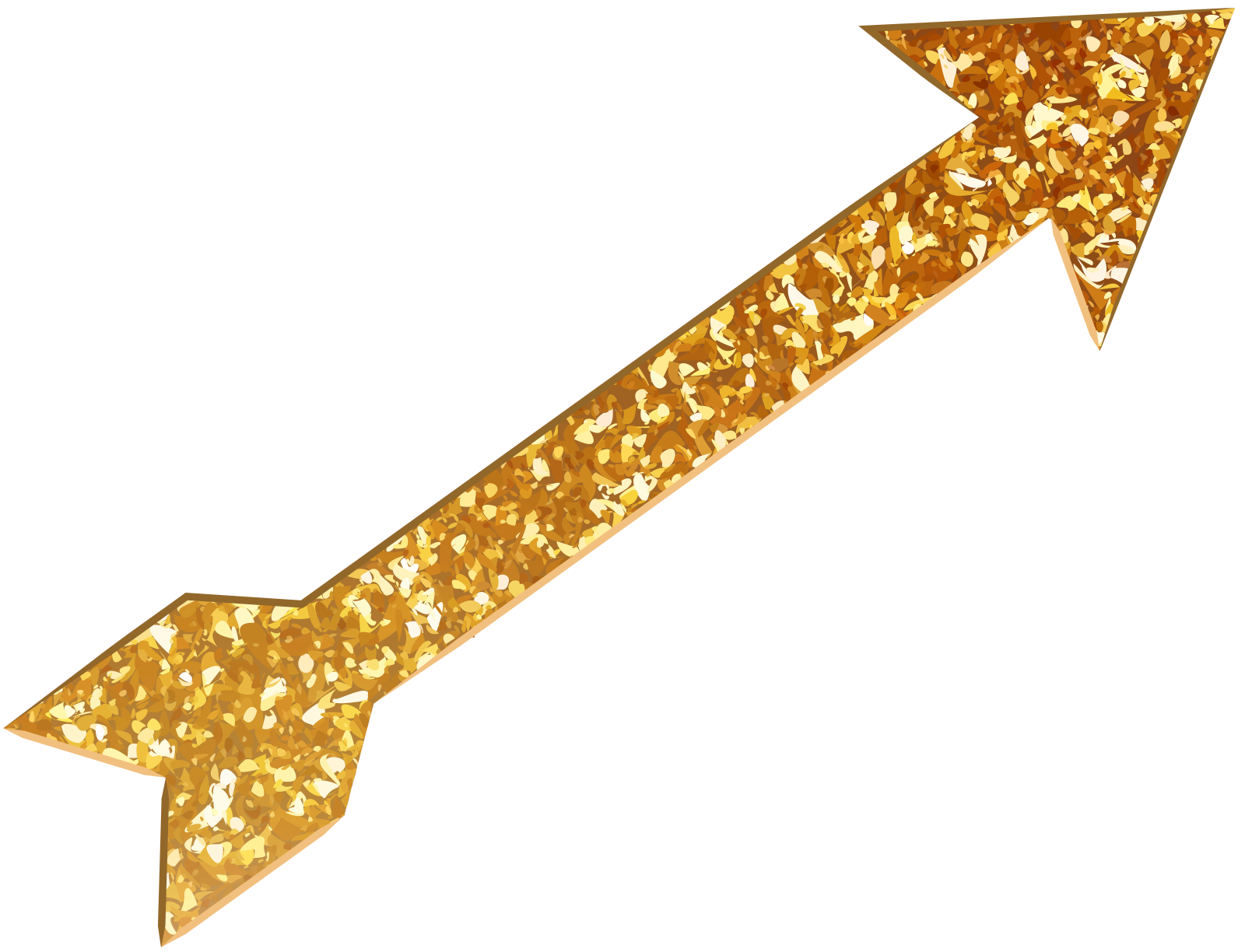 a gold glitter arrow on a white background