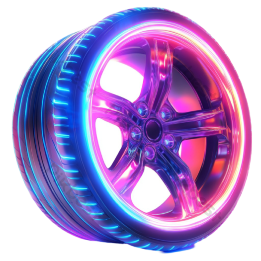 an image of a wheel with blue and pink lights