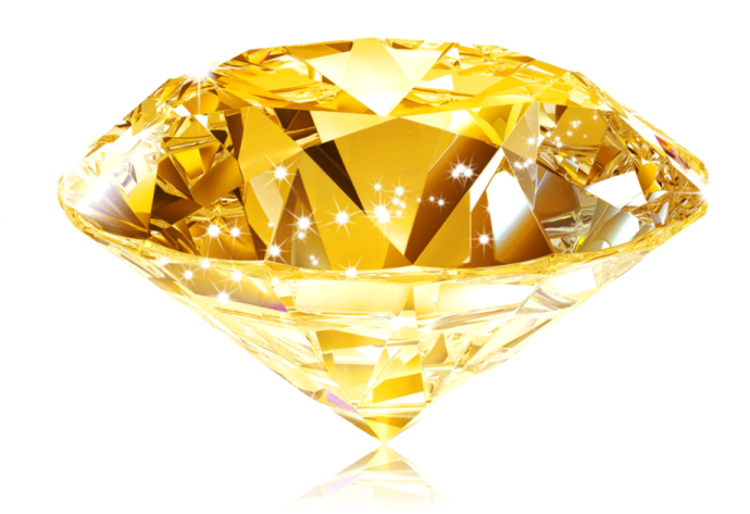 a yellow diamond on white background