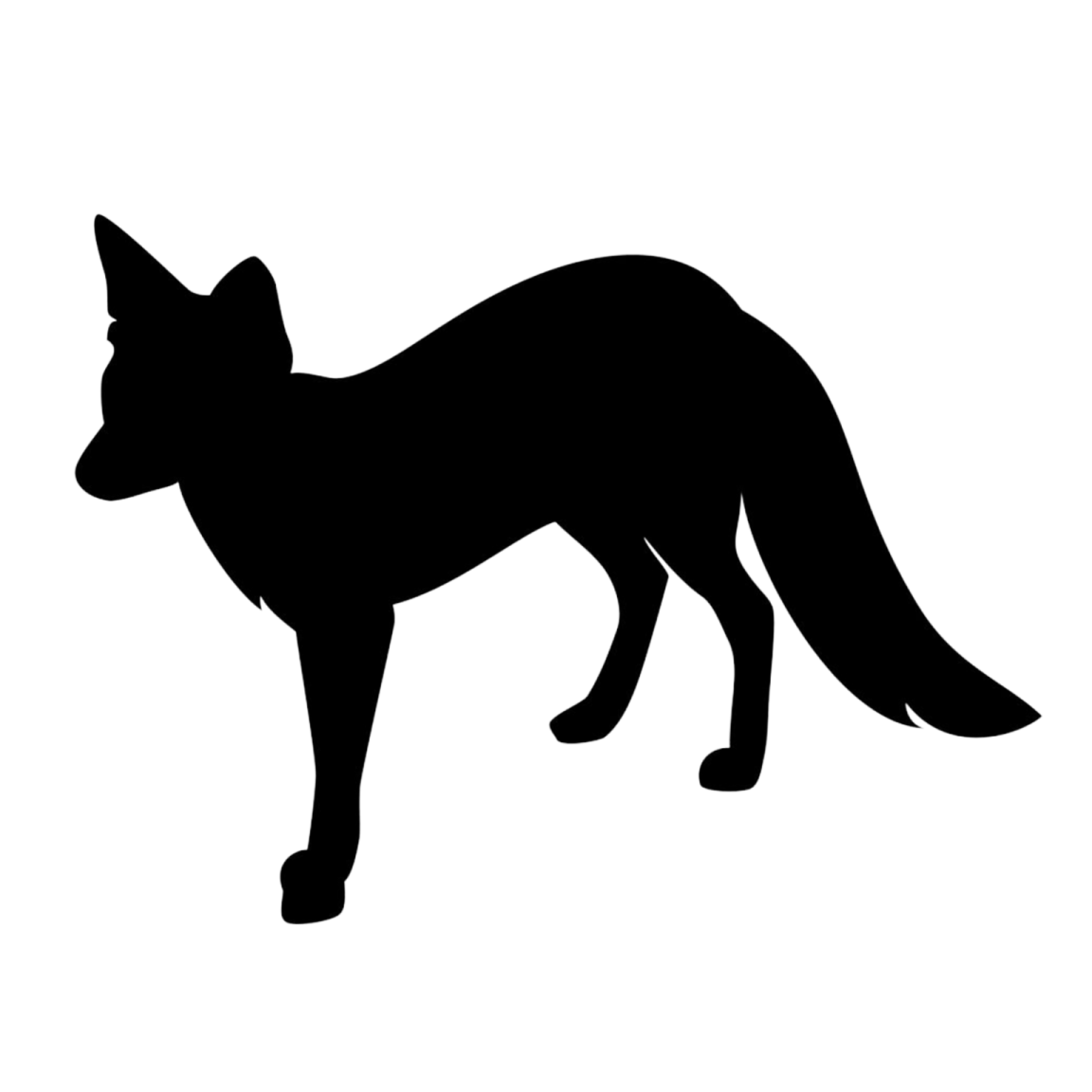 a black and white silhouette of a fox