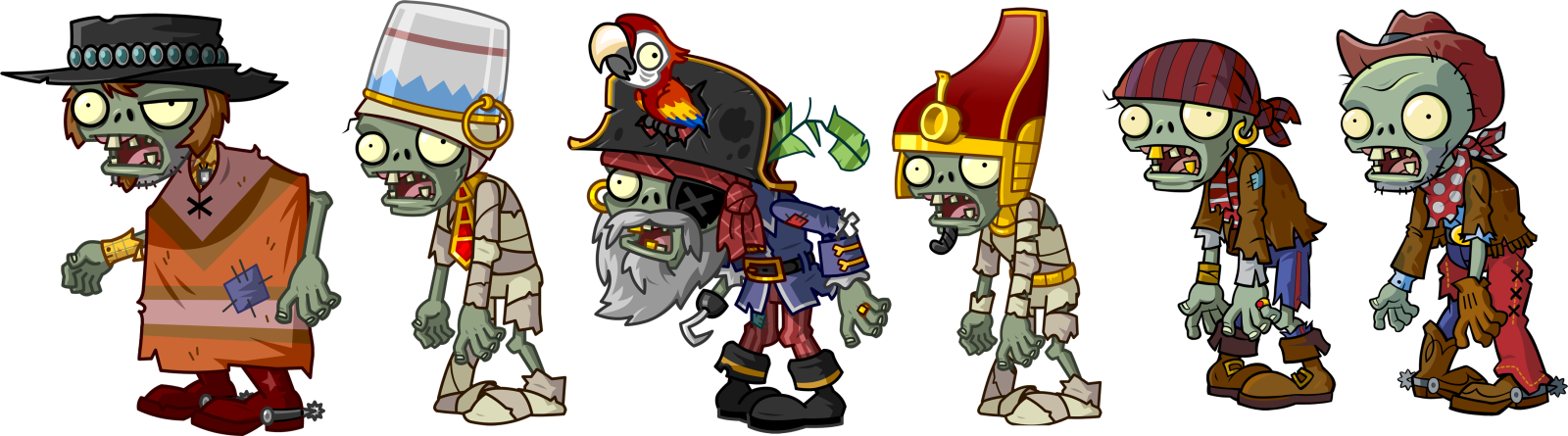 a group of zombies in different poses