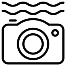 a black and white photo of a camera