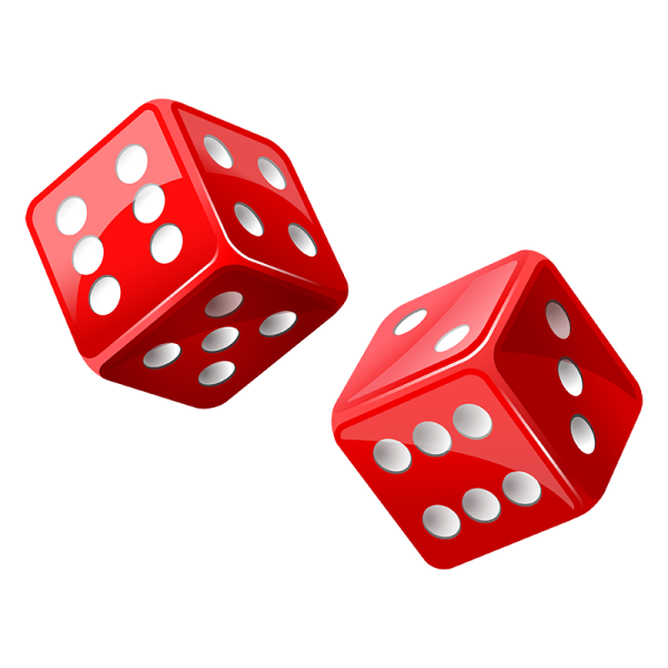 two red dice on a white background