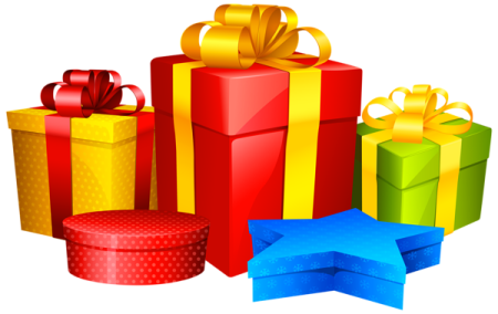 a pile of colorful gift boxes with bows