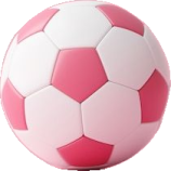 a pink and white soccer ball on a stand