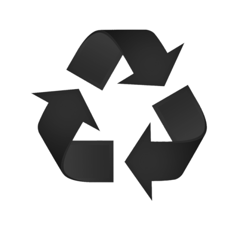 a black recycling symbol on a white background