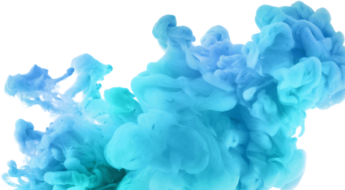 blue ink in water on a white background