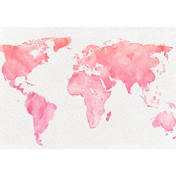 a watercolor world map on a white background
