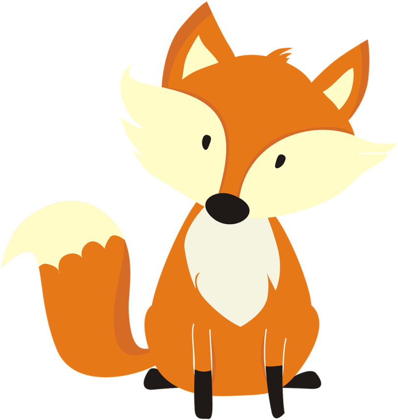 a cartoon fox sitting on the ground