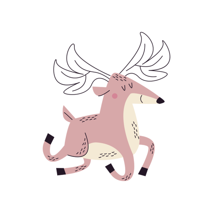 an illustration of a pink deer running