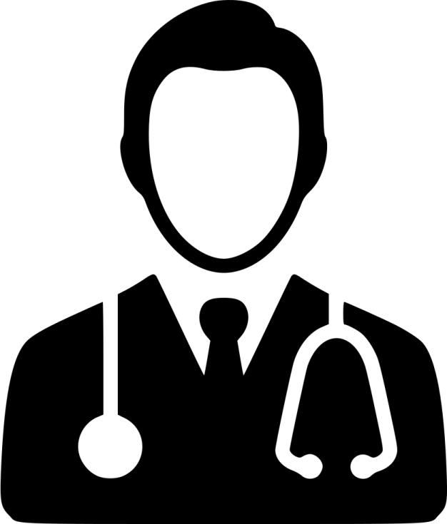 a black and white icon of a doctor