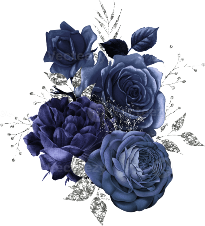 a bunch of blue roses on a white background