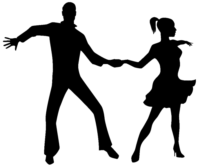 a silhouette of a couple dancing
