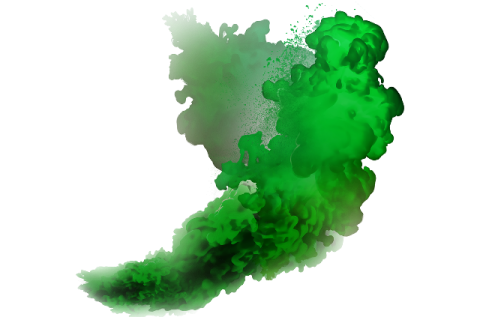 a green smoke cloud on a white background