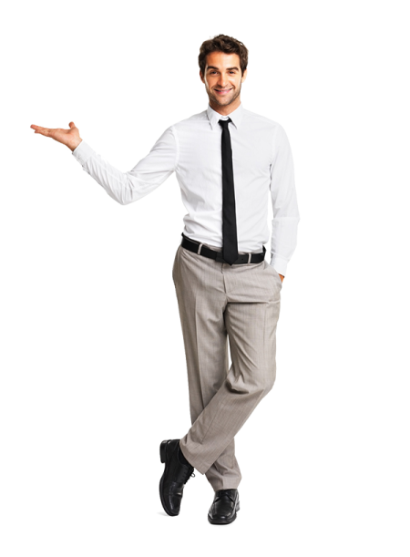 a man in a white shirt and tie with his hands out
