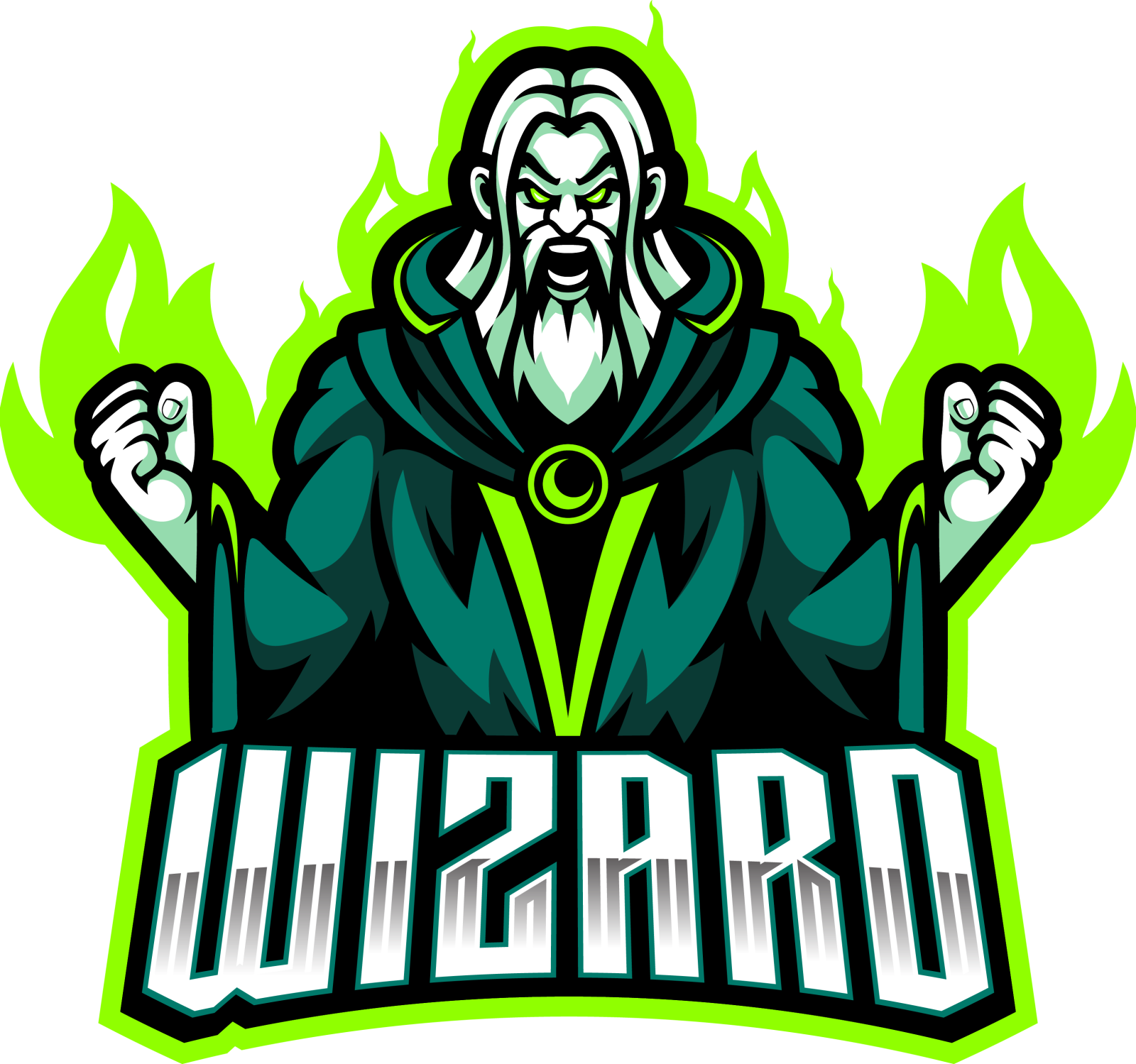 a wizard with his hands up in the air