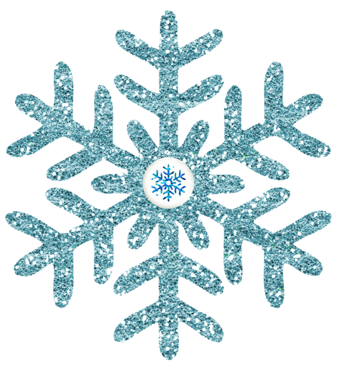 a blue glitter snowflake with a white background