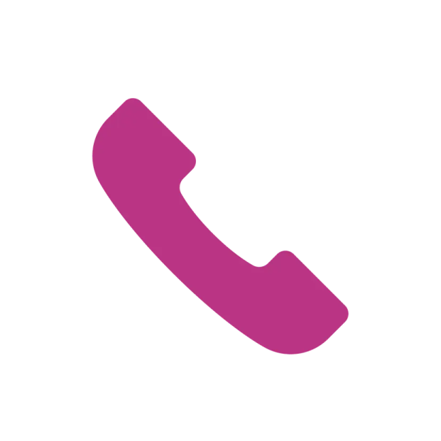 a pink phone icon on a white background