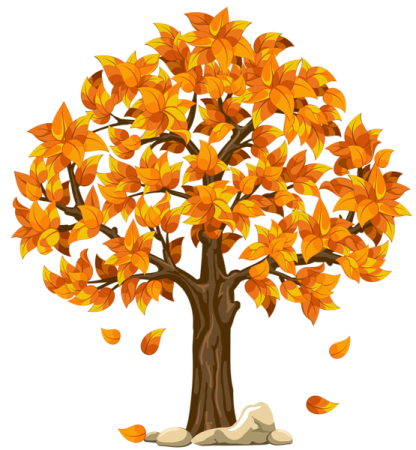 a tree with orange leaves on it
