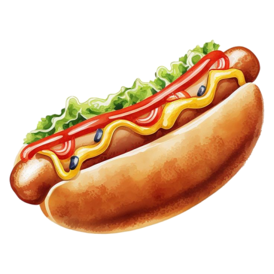 a hot dog on a white background