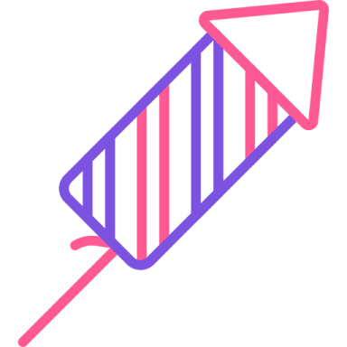 a pink and blue striped pin on a white background