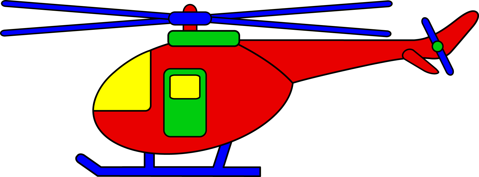 a red helicopter with green and yellow wings